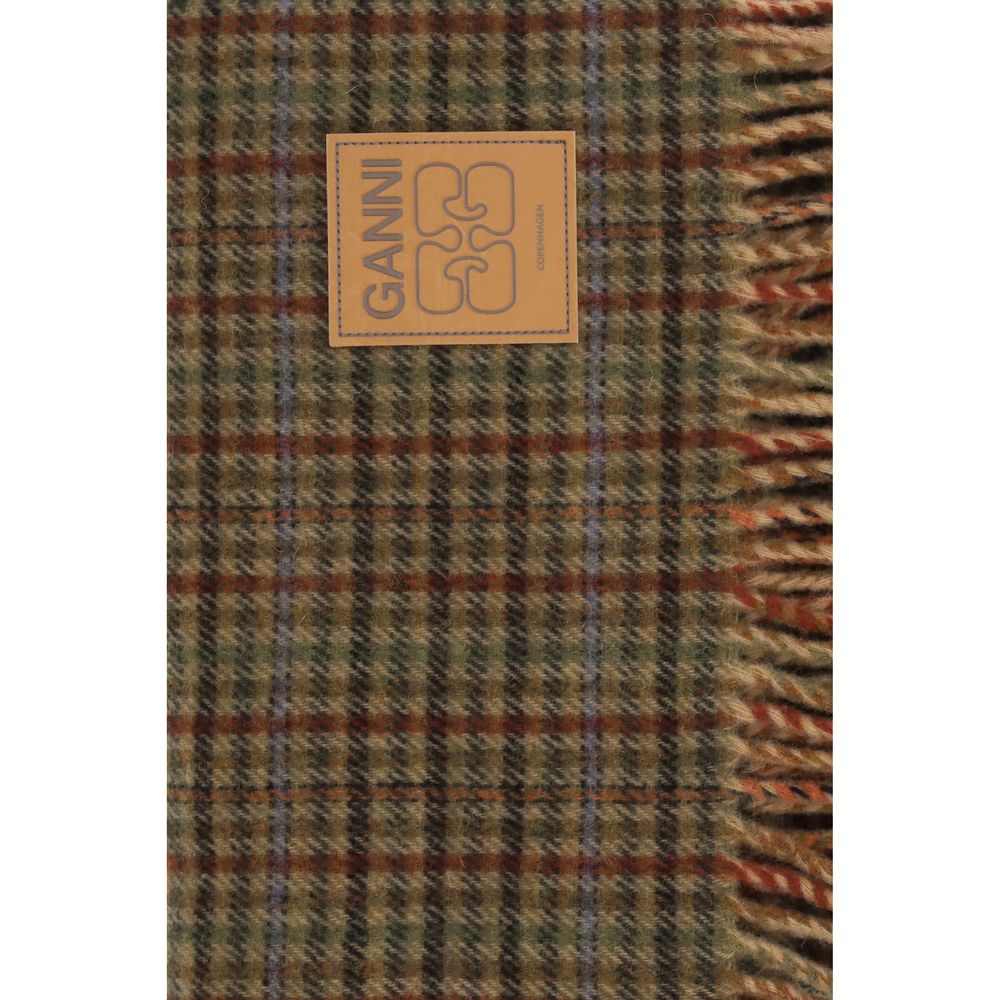 Ganni Brown Wool Scarf