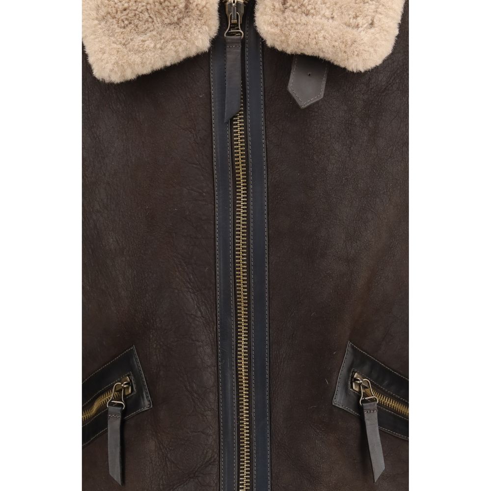 Belstaff Brown Leather Full-Length Jacket