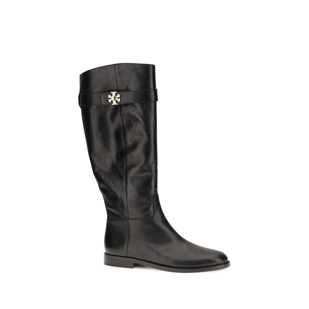 Tory Burch Black Leather Lace-Up Boots
