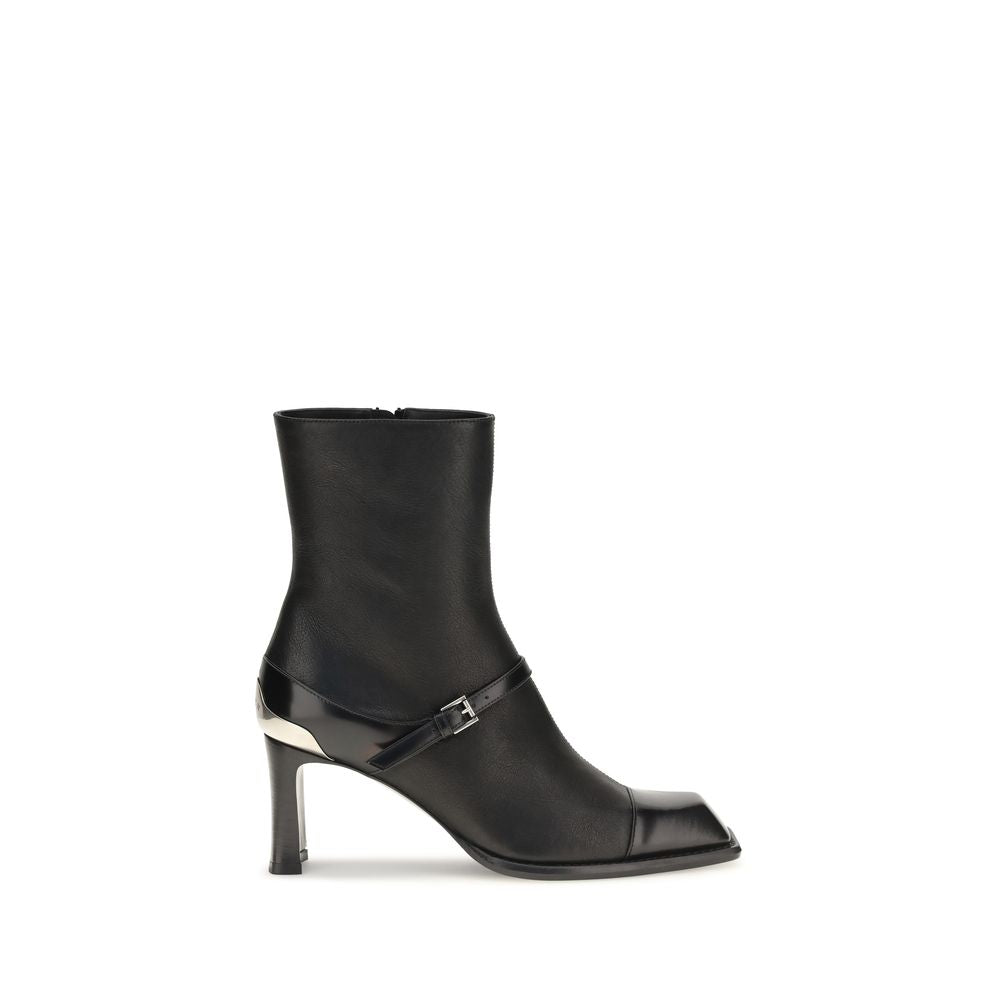 Alexander McQueen Black Leather Ankle Boots
