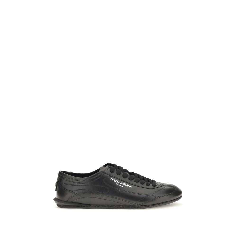 Dolce & Gabbana Black Leather Low Top Sneakers