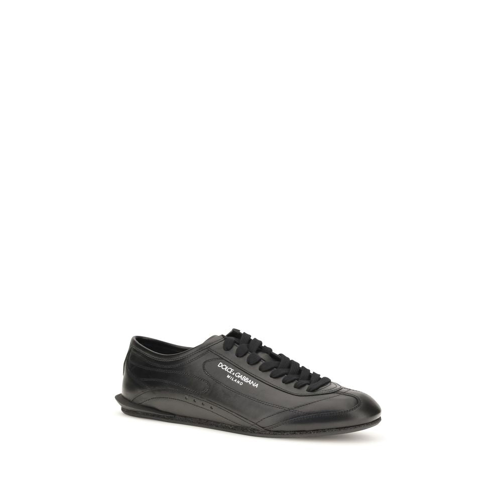 Dolce & Gabbana Black Leather Low Top Sneakers