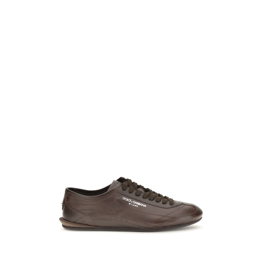 Dolce & Gabbana Brown Leather Low Top Sneakers