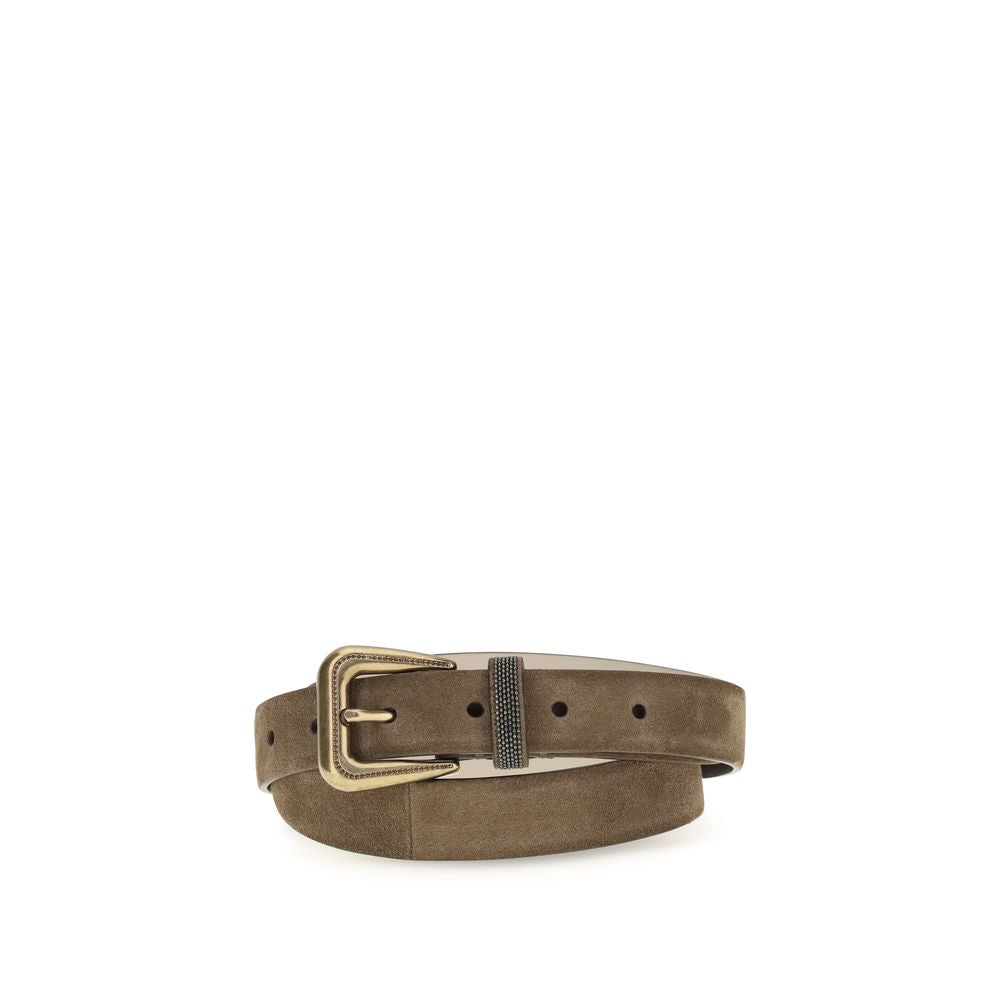 Brunello Cucinelli Brown Suede Leather Belt