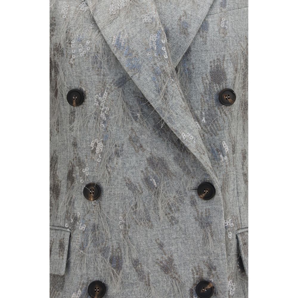 Brunello Cucinelli Gray Wool Sleeveless Jacket