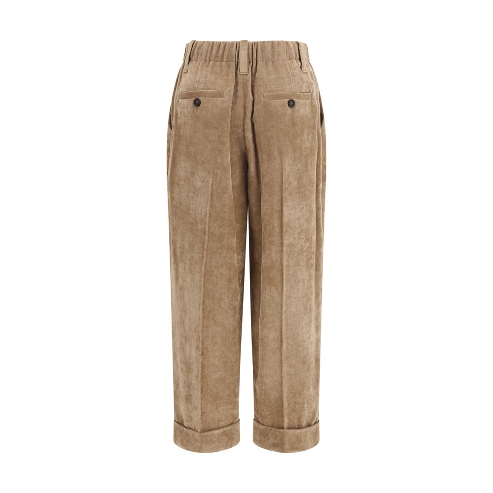 Brunello Cucinelli Brown Viscose Casual Pants