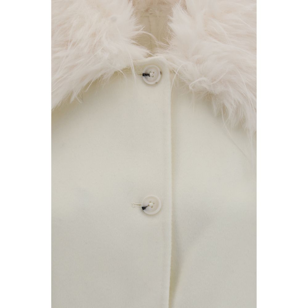 Loulou De Saison White Wool Full-Length Jacket
