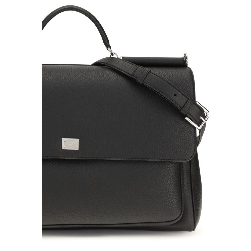 Dolce & Gabbana Black Calf Leather Bos Taurus Handbag