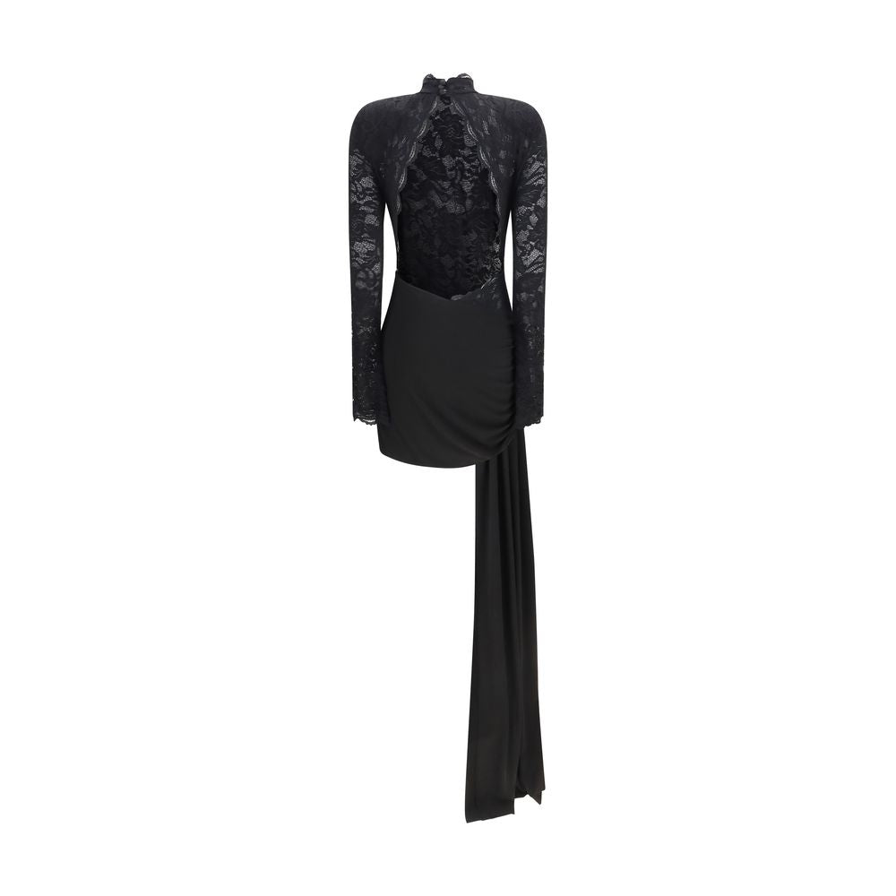 Nissa Black Nylon Cocktail Dress