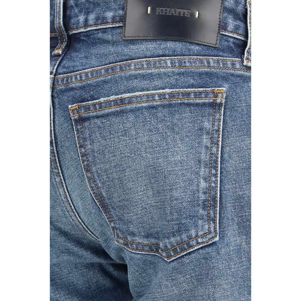 Khaite Blue Cotton Bootcut Jeans