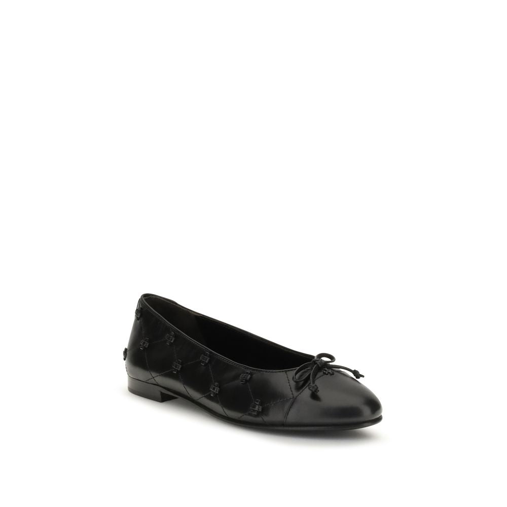 Tory Burch Black Leather Ballet Flats