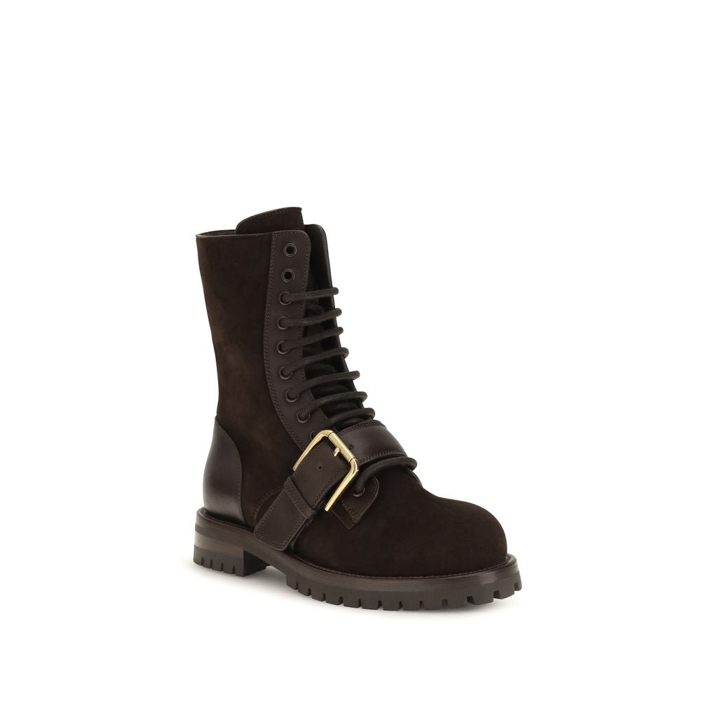 Dolce & Gabbana Black Leather Lace-Up Boots