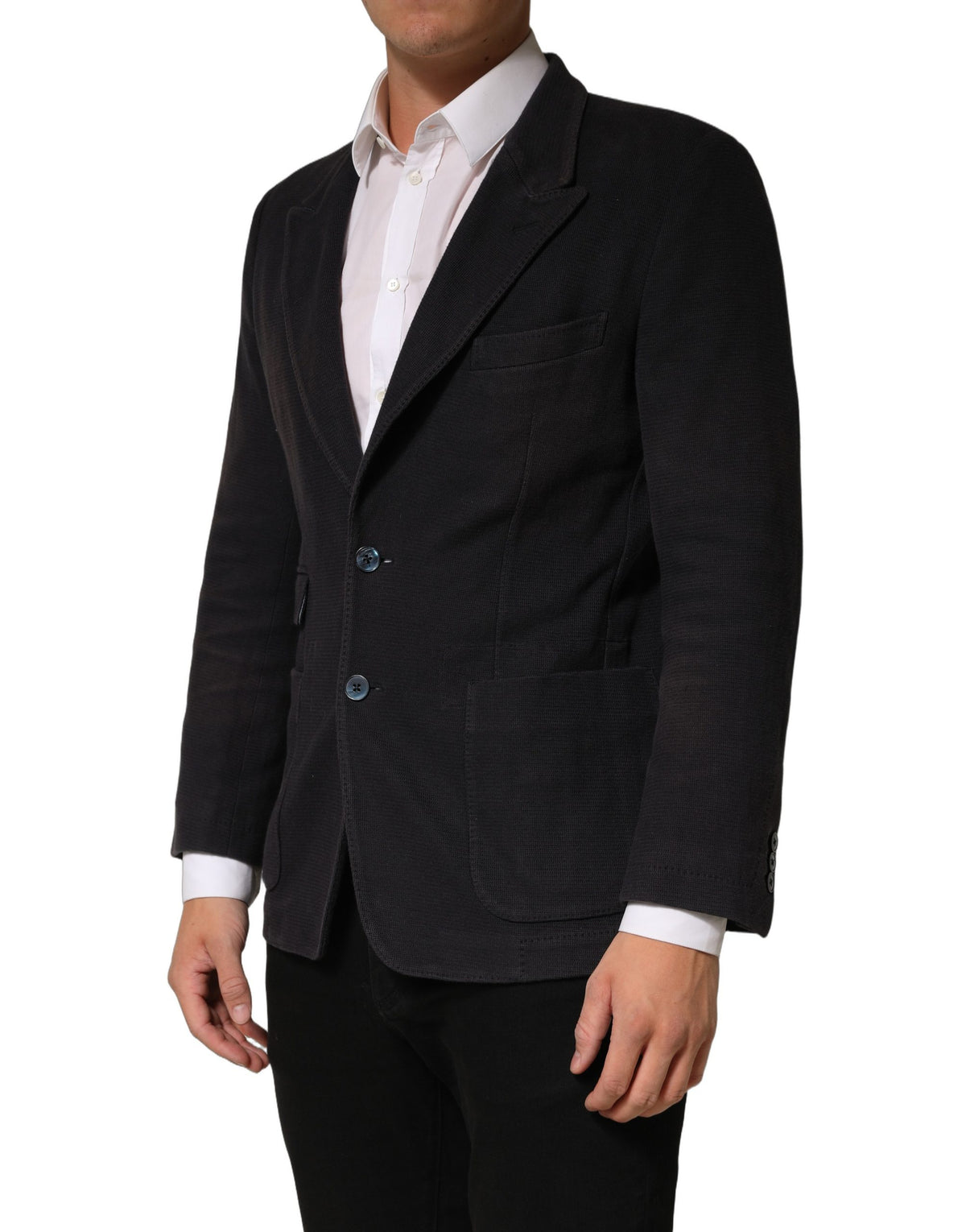 Dolce & Gabbana Dark Gray Cotton Men Single Breasted Jacket