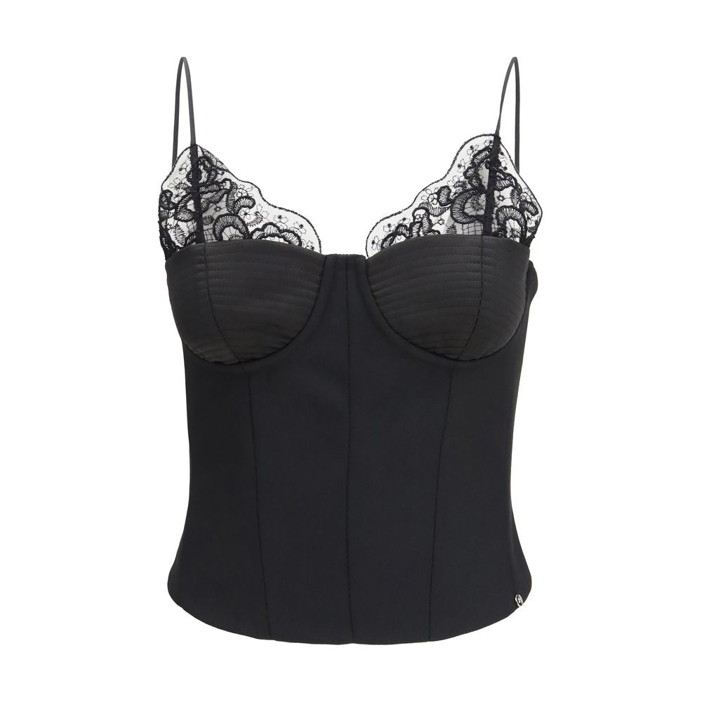 Nissa Black Sleeveles T-Shirt