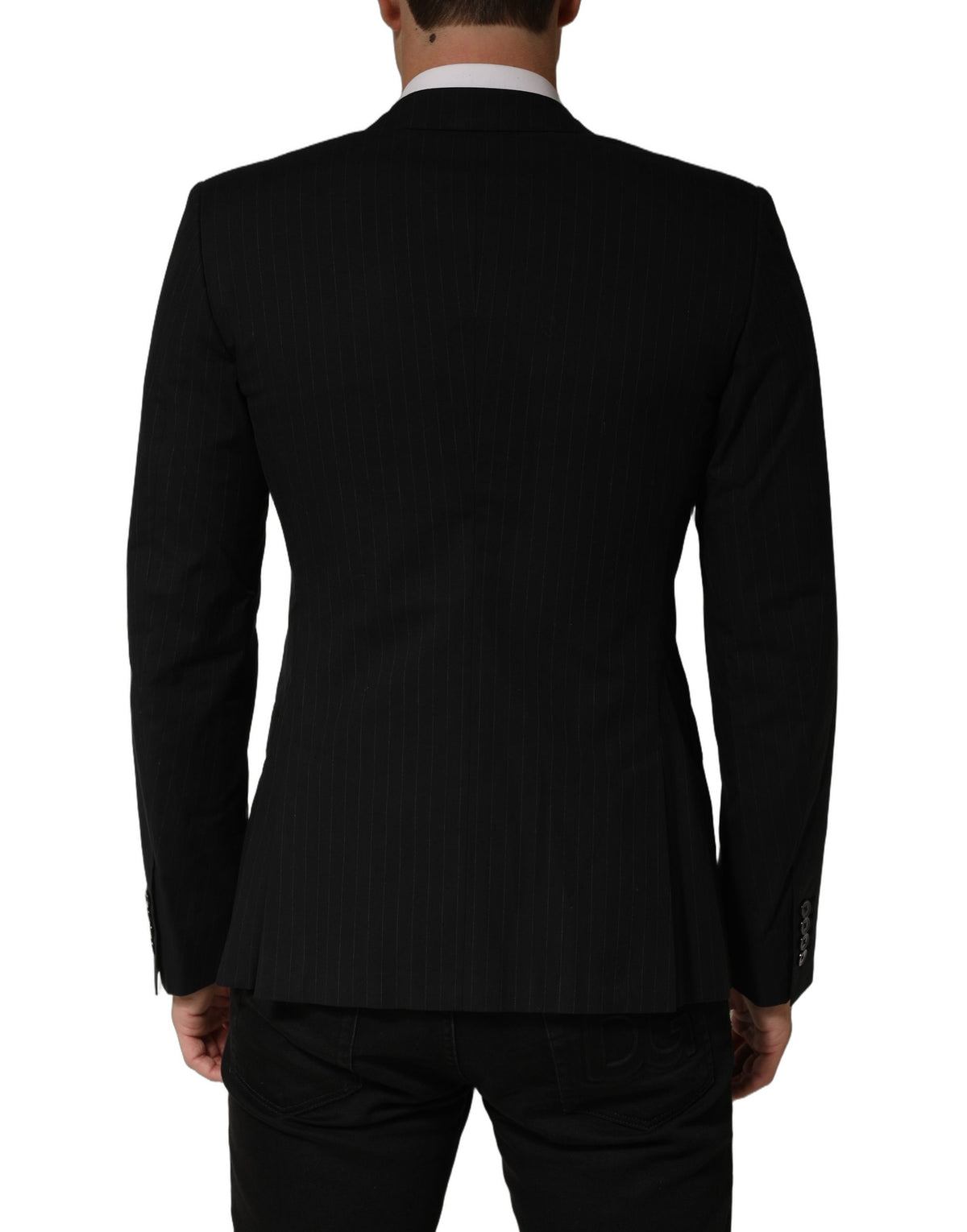 Dolce & Gabbana Black Pinstripe Men Single Breasted Jacket