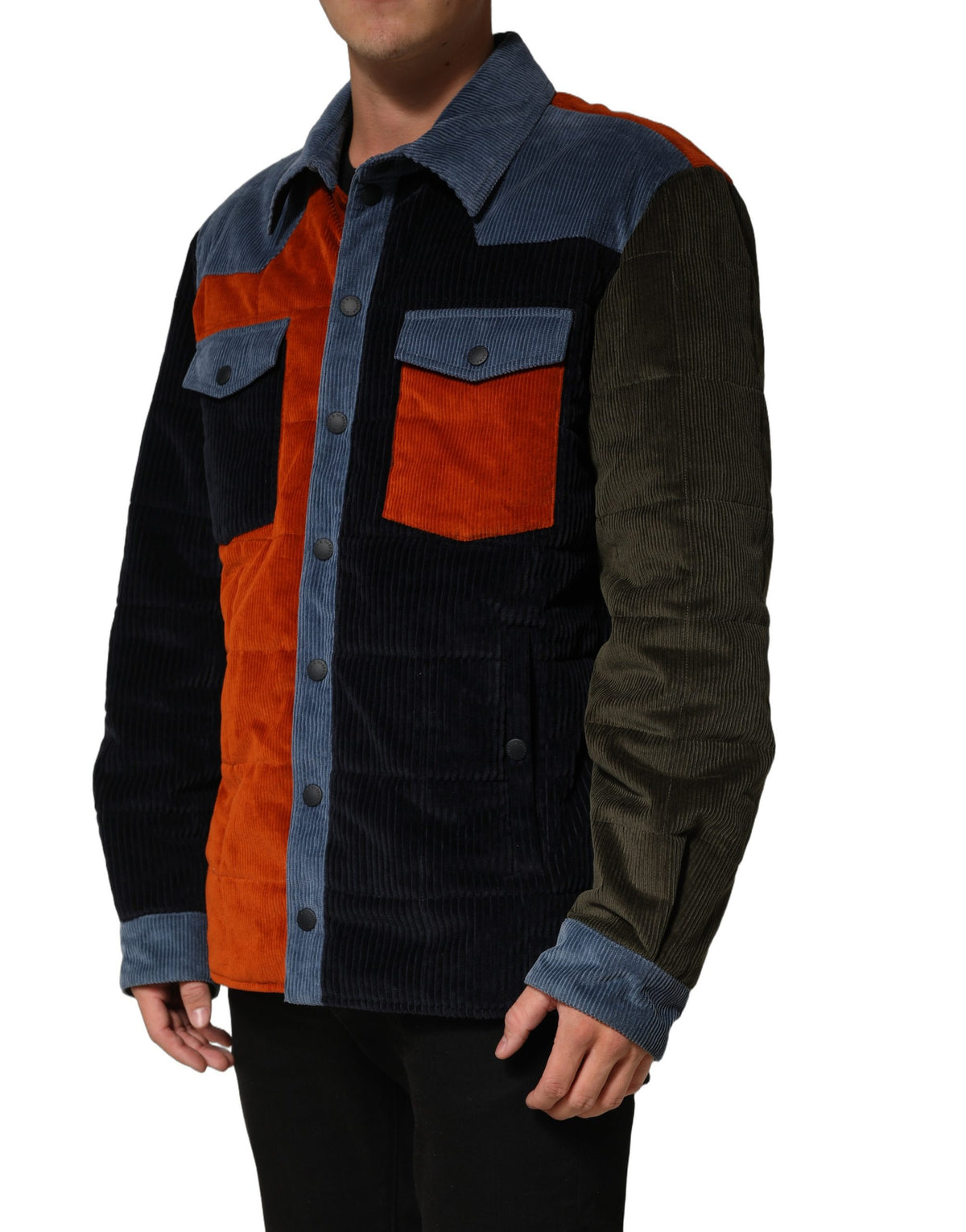 Dolce & Gabbana Multicolor Cotton Corduroy ButtonUp Jacket