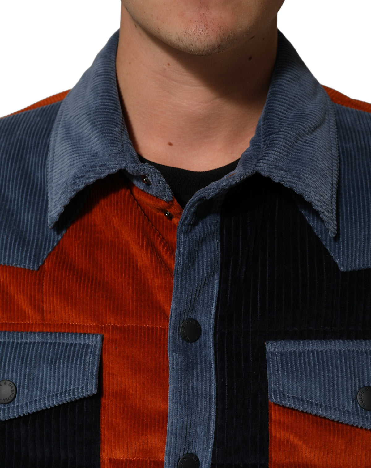 Dolce & Gabbana Multicolor Cotton Corduroy ButtonUp Jacket