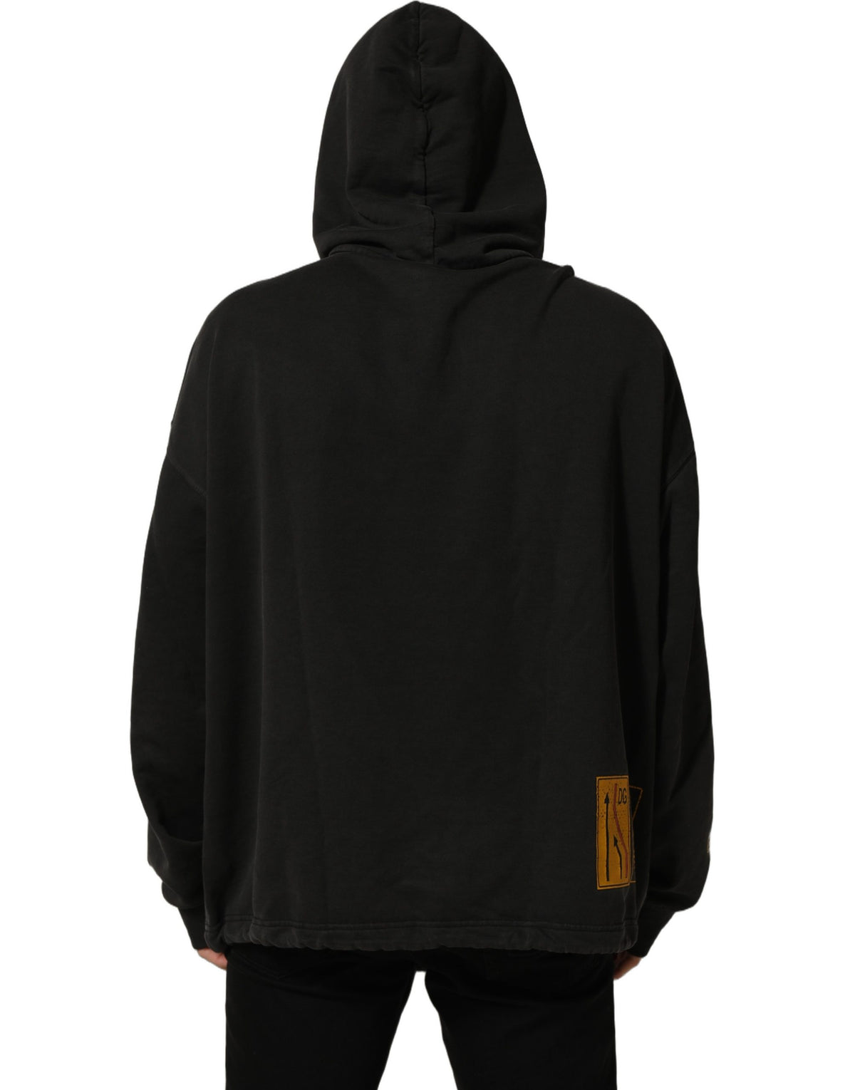 Dolce & Gabbana Black Cotton DG Shield Hooded Sweatshirt Sweater