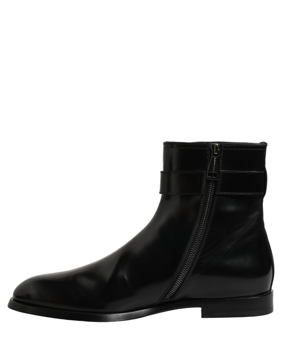 Dolce & Gabbana Black Leather Buckle Mid Boots Shoes