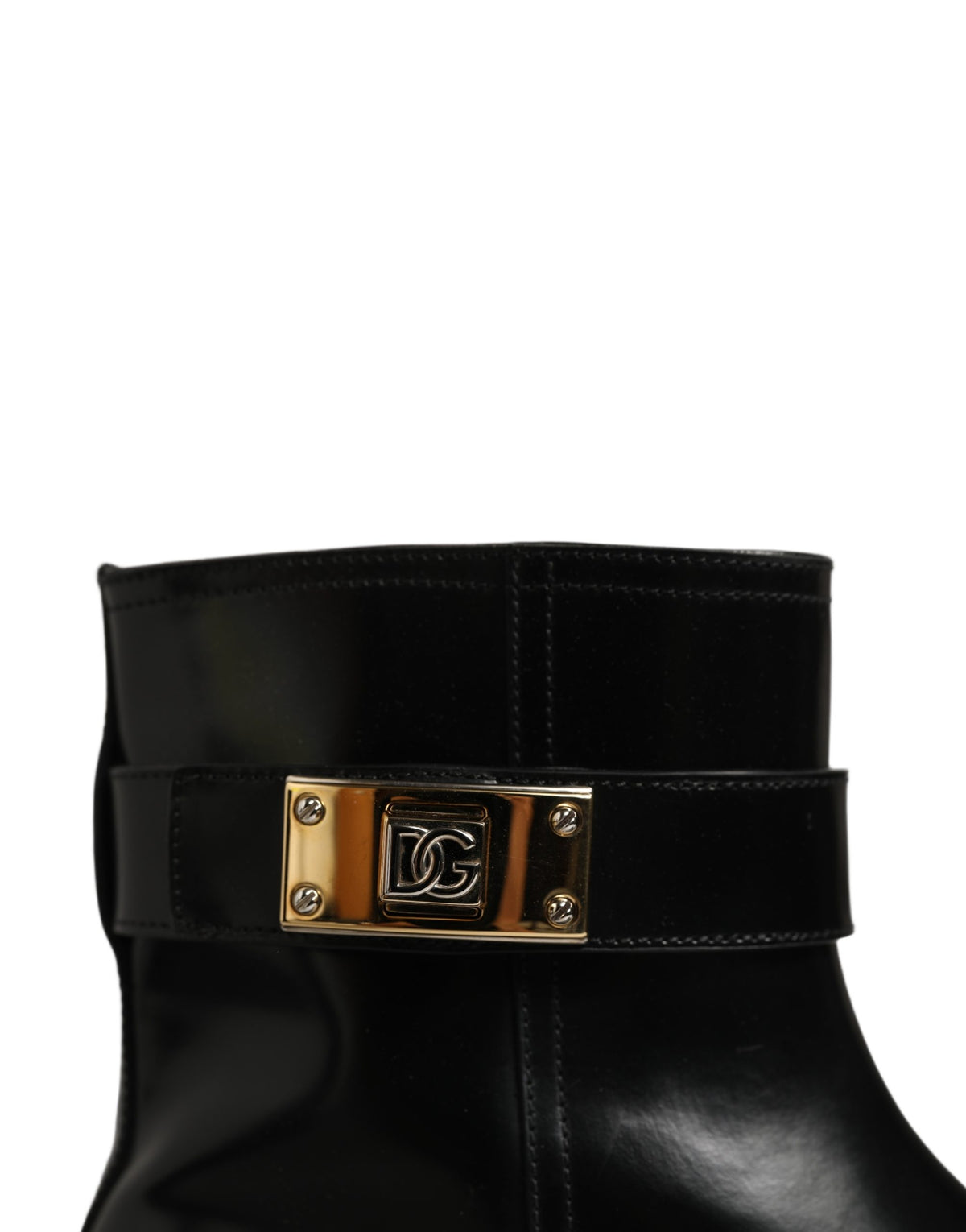 Dolce & Gabbana Black Leather Buckle Mid Boots Shoes