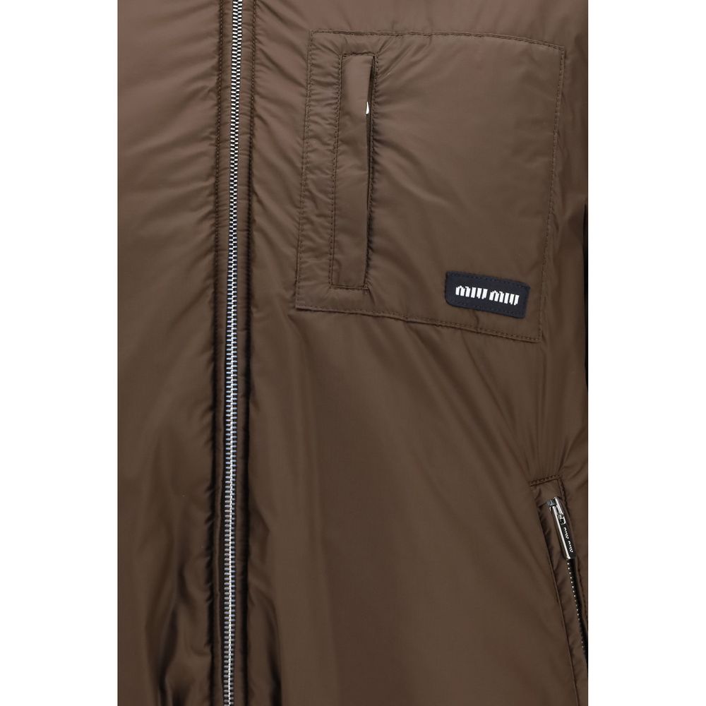 Miu Miu Brown Recycled Polyamide Full-Length Jacket