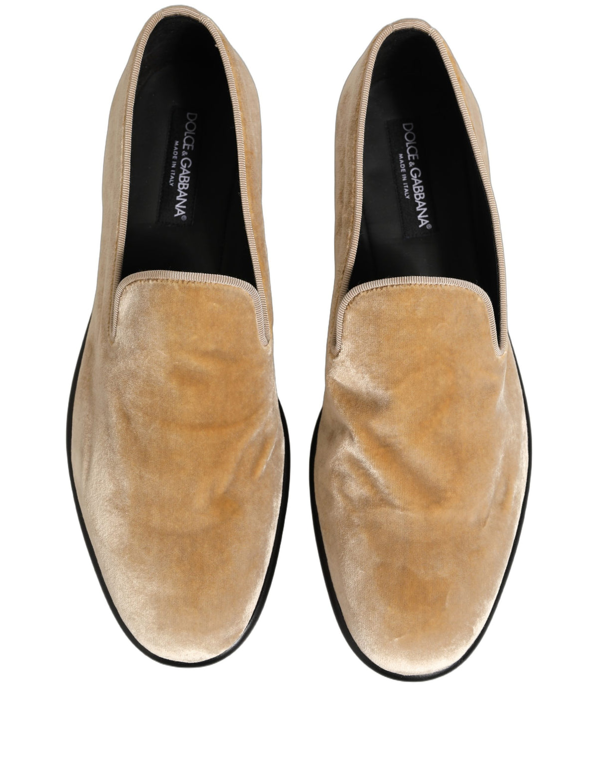 Dolce & Gabbana Beige Suede Slip On Slippers Loafers Shoes