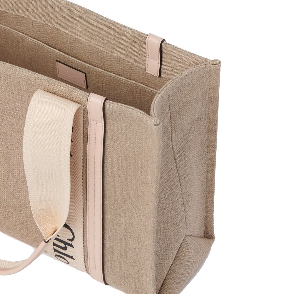 Chloé Beige Linen Tote Bag