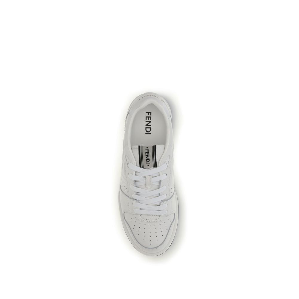 Fendi White Leather Athletic Sneakers