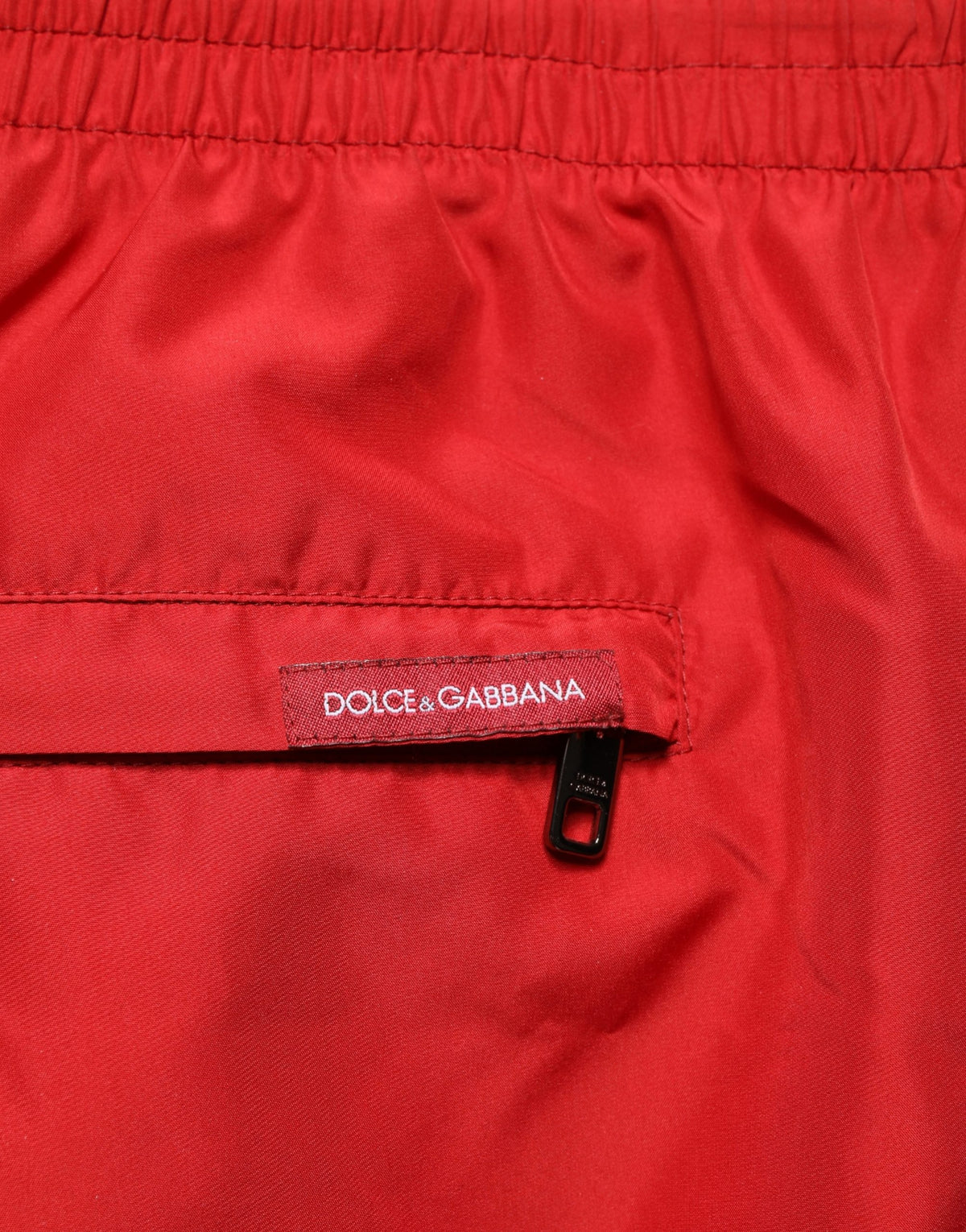 Dolce & Gabbana Red Drawstring Beach Shorts Swimwear