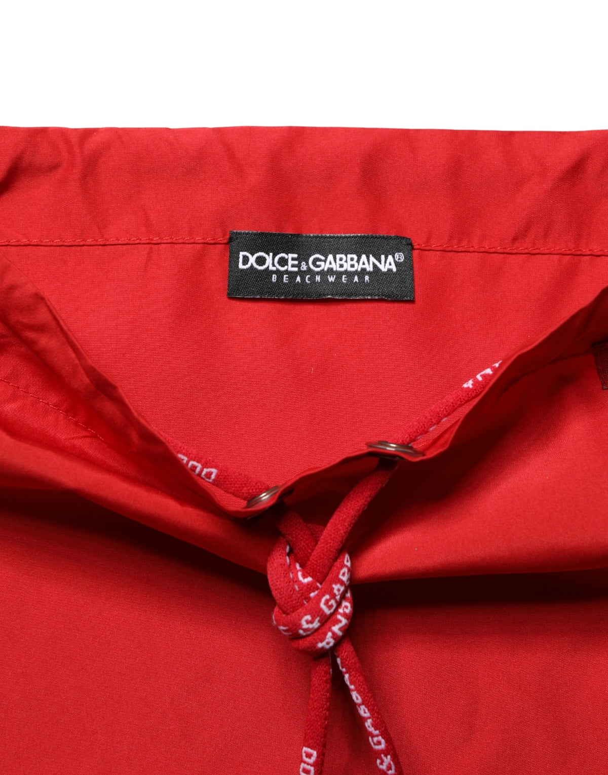 Dolce & Gabbana Red Drawstring Beach Shorts Swimwear