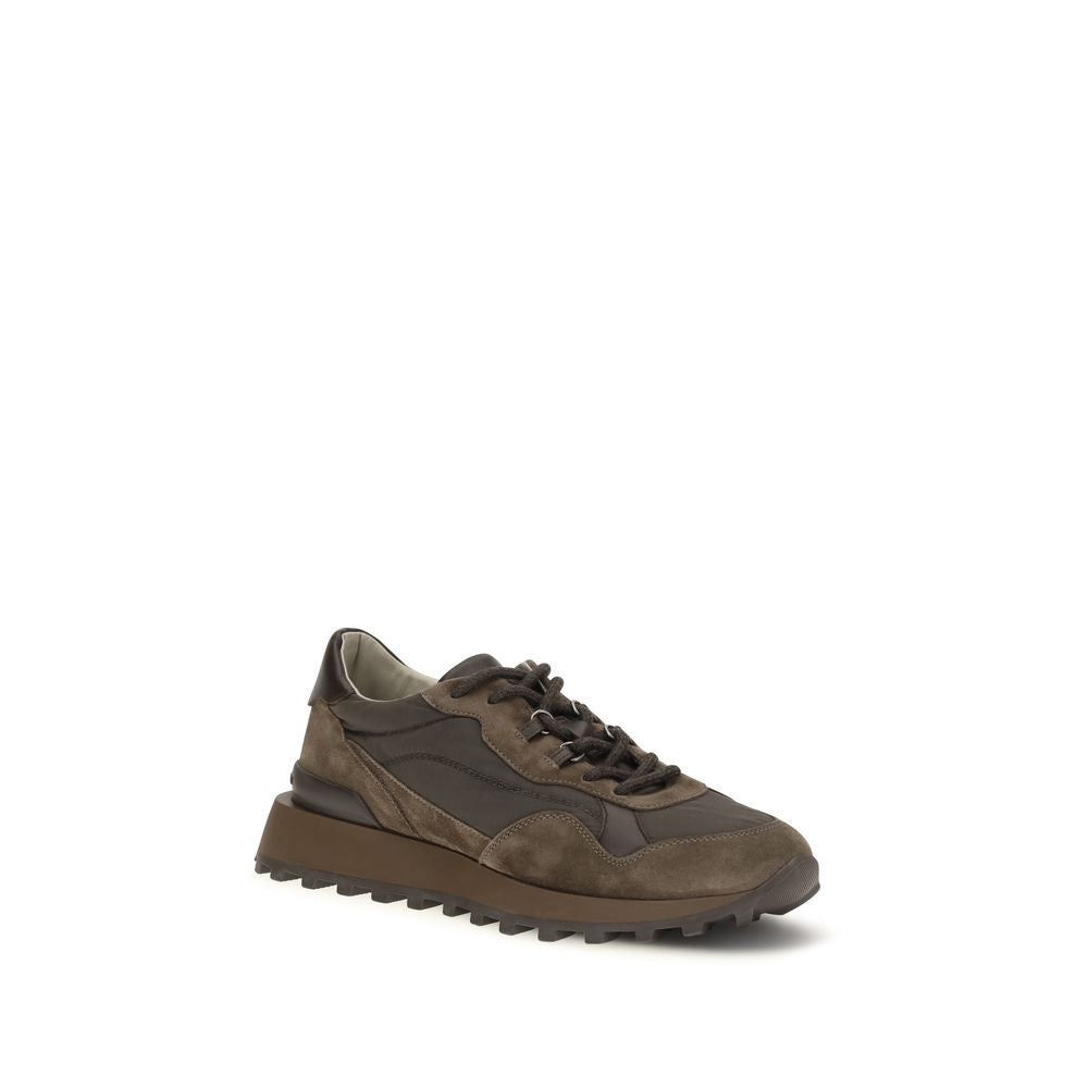 Brunello Cucinelli Brown Leather Athletic Sneakers