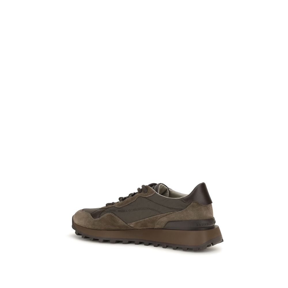 Brunello Cucinelli Brown Leather Athletic Sneakers