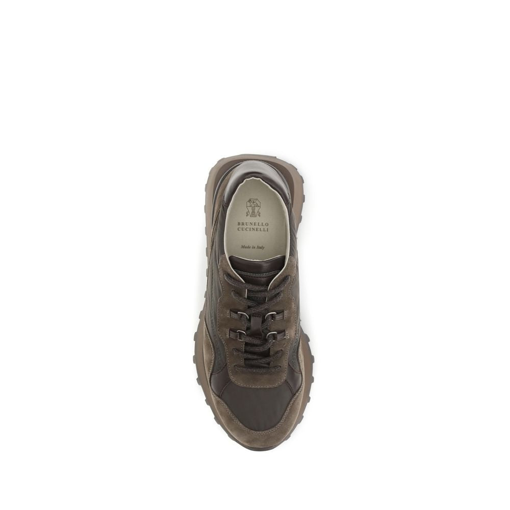 Brunello Cucinelli Brown Leather Athletic Sneakers