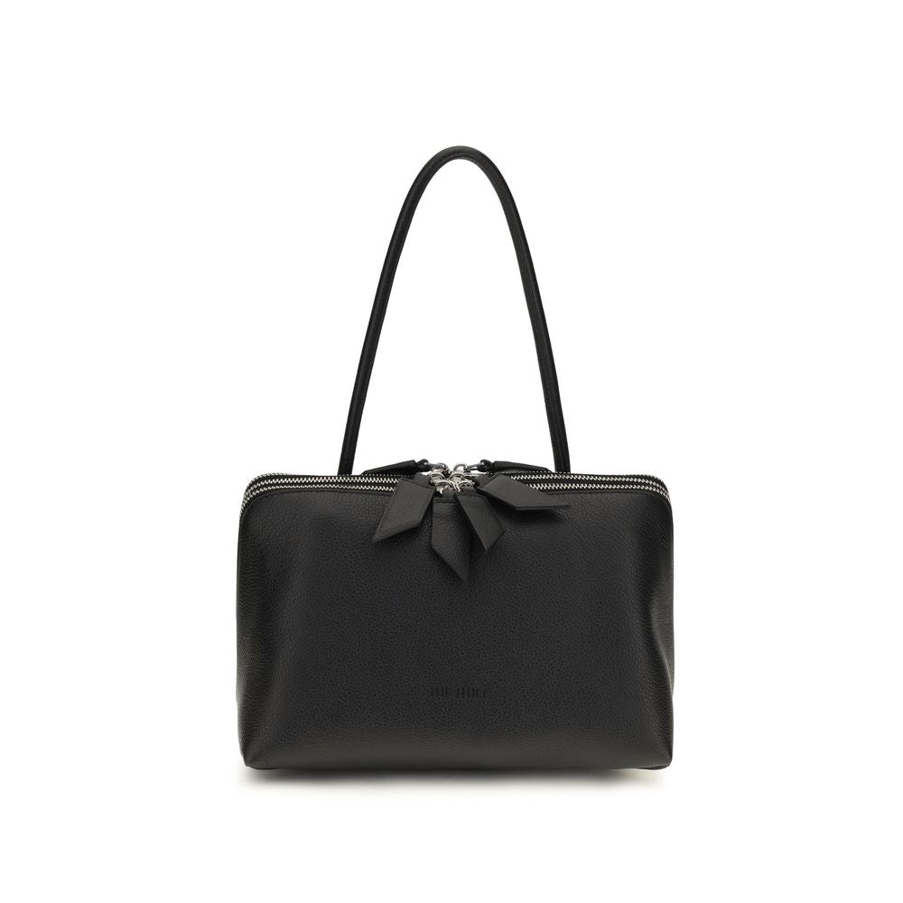 The Attico Black Leather Shoulder Bag