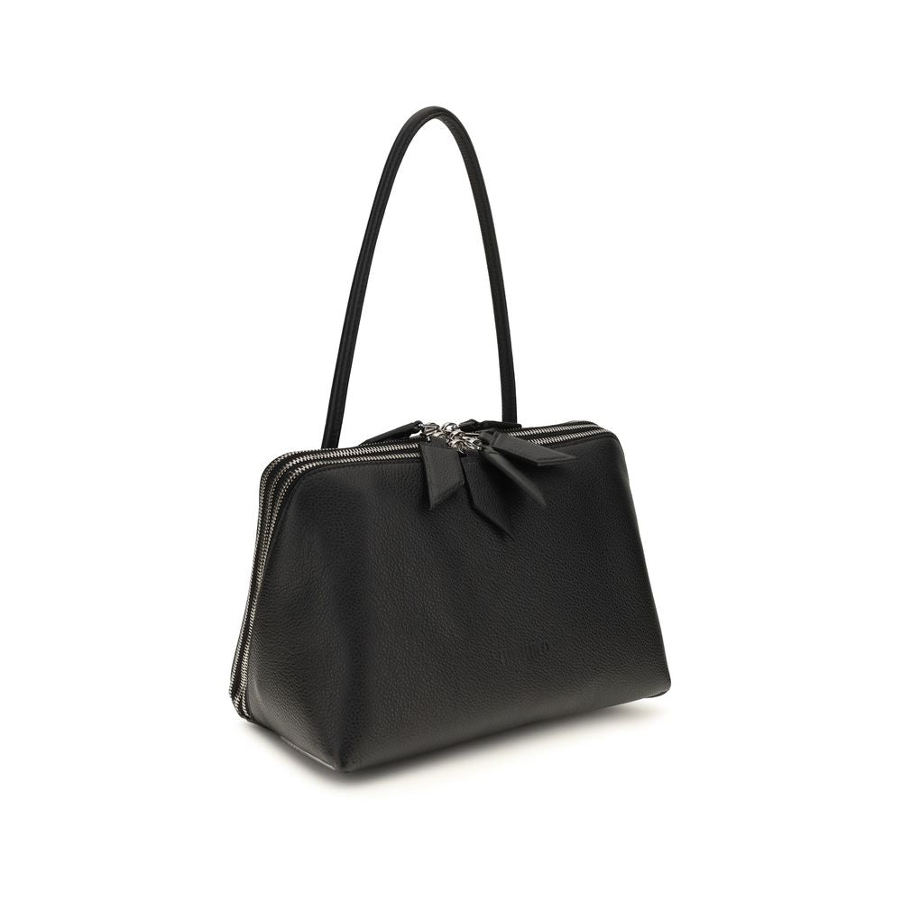 The Attico Black Leather Shoulder Bag