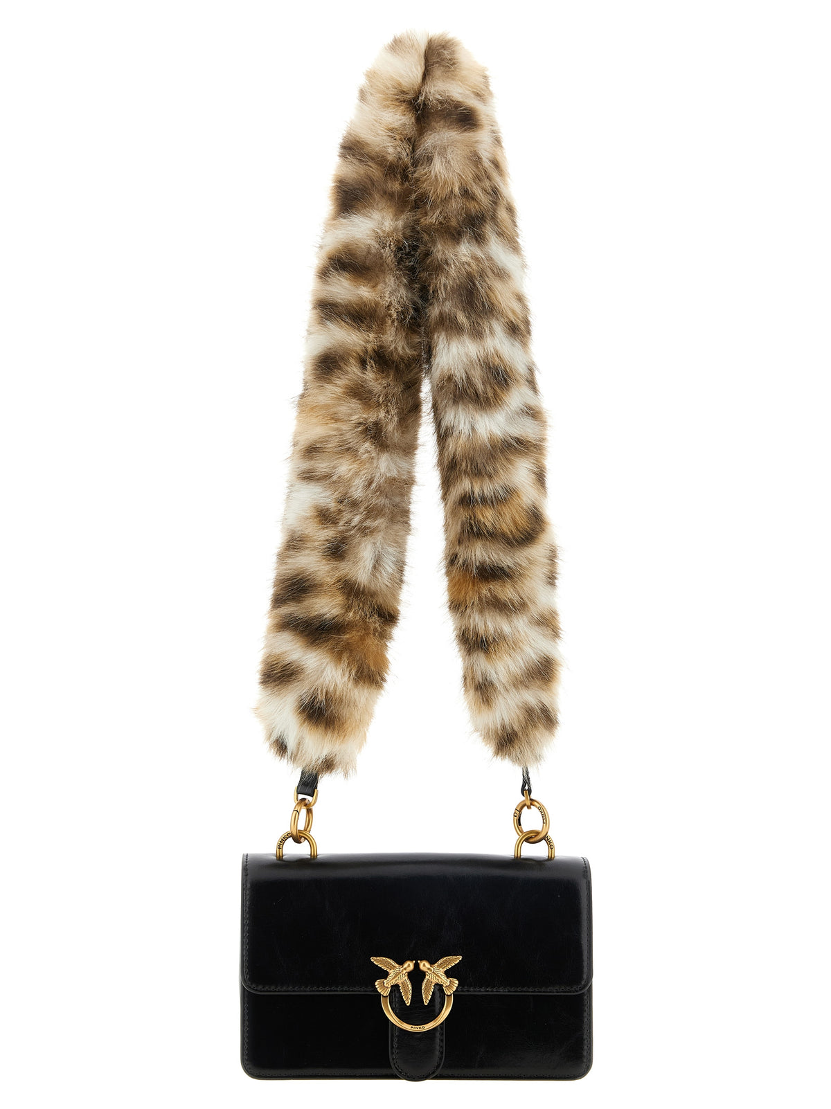 PINKO Black Leather Shoulder Bag