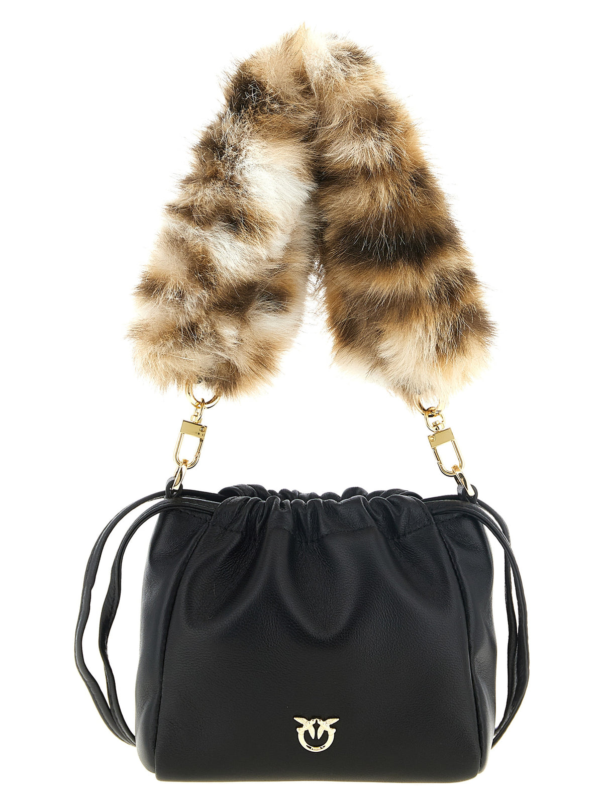 PINKO Black Leather Shoulder Bag