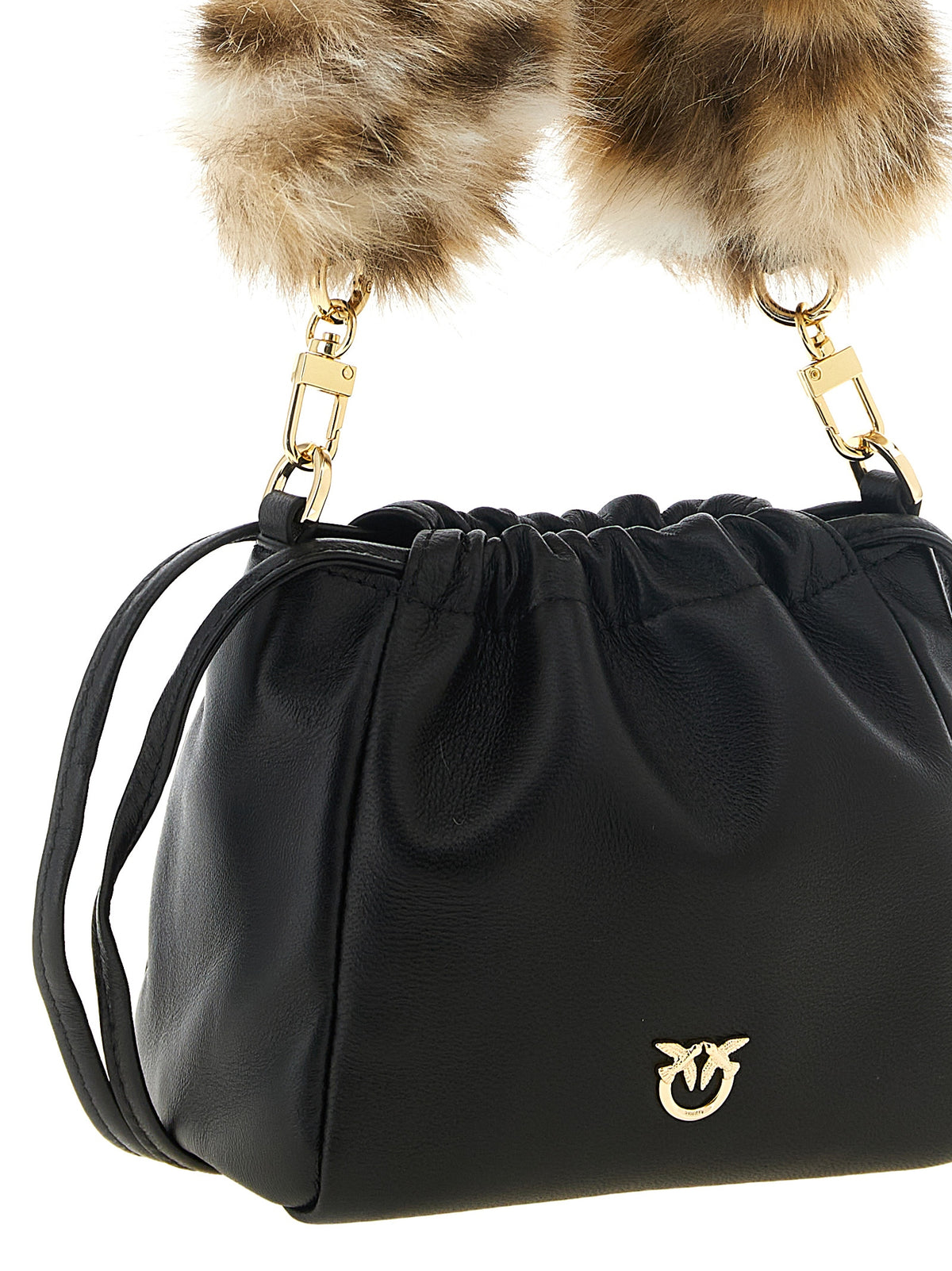PINKO Black Leather Shoulder Bag