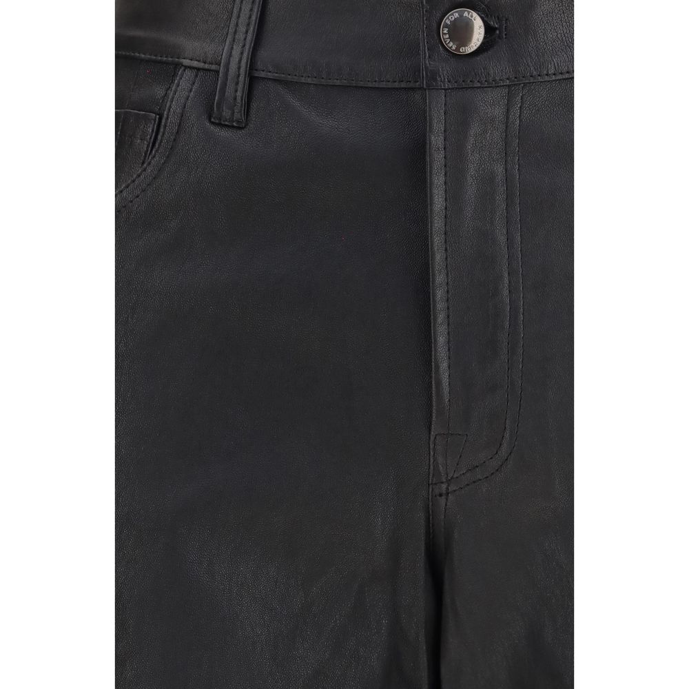 7FOR Black Leather Pants