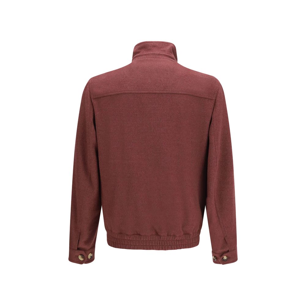Brunello Cucinelli Bordeaux Wool Full-Length Jacket