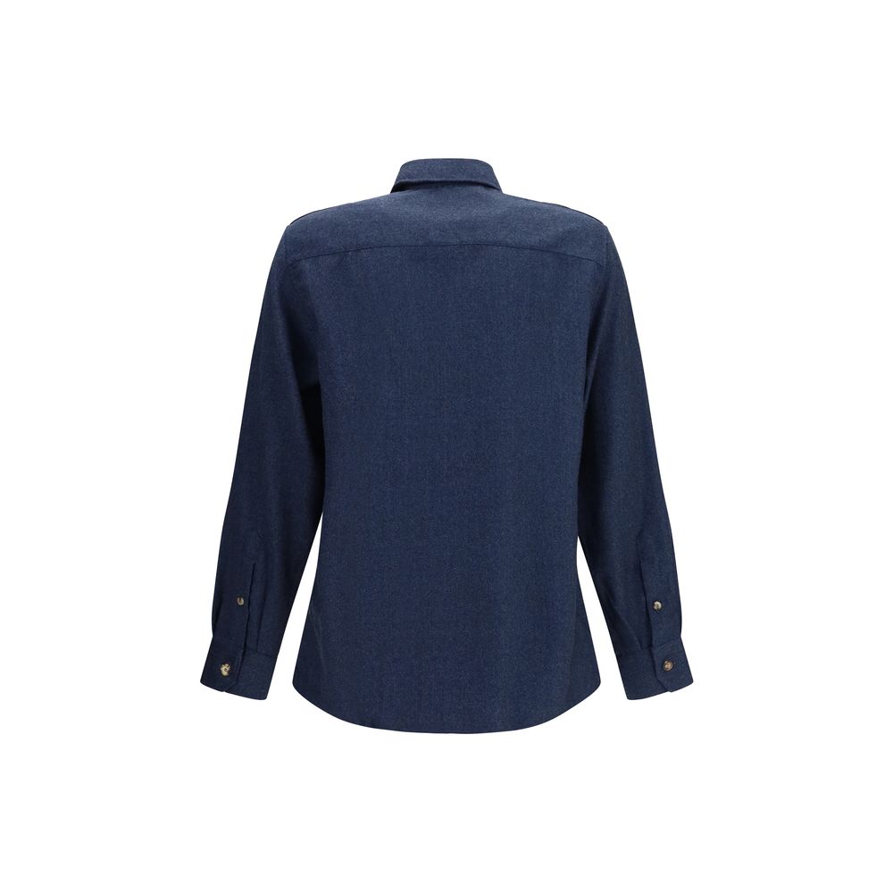 Brunello Cucinelli Blue Wool Shirt