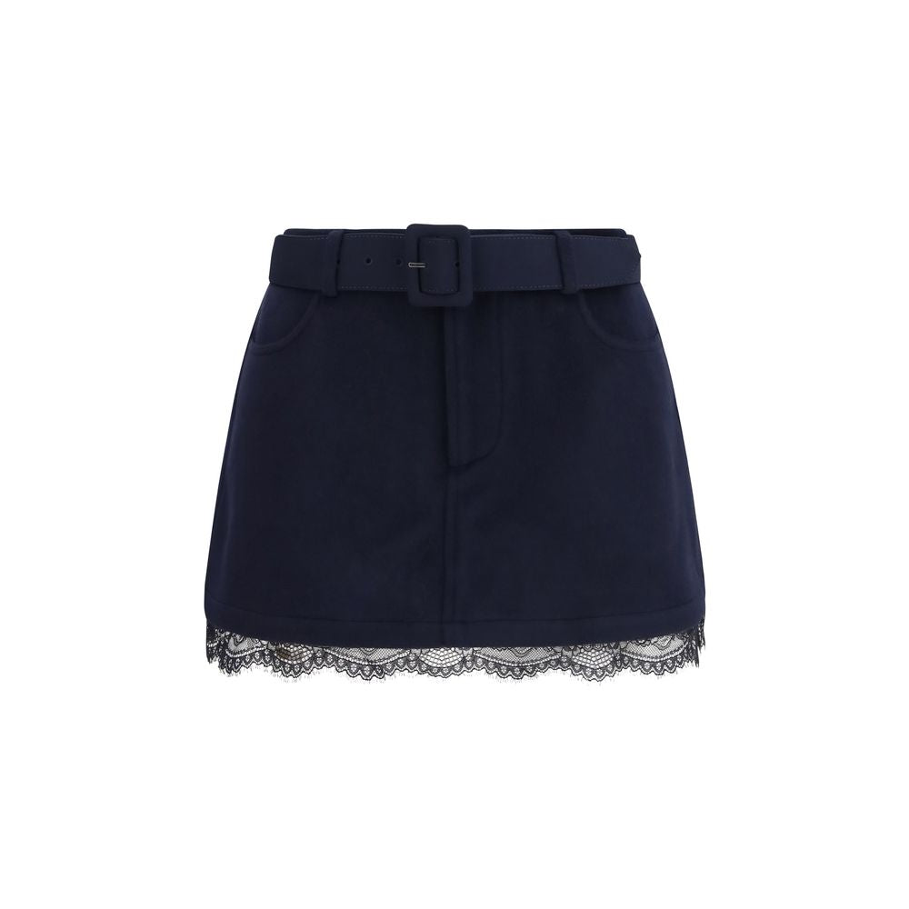 Self-Portrait Blue Wool Bermuda Shorts