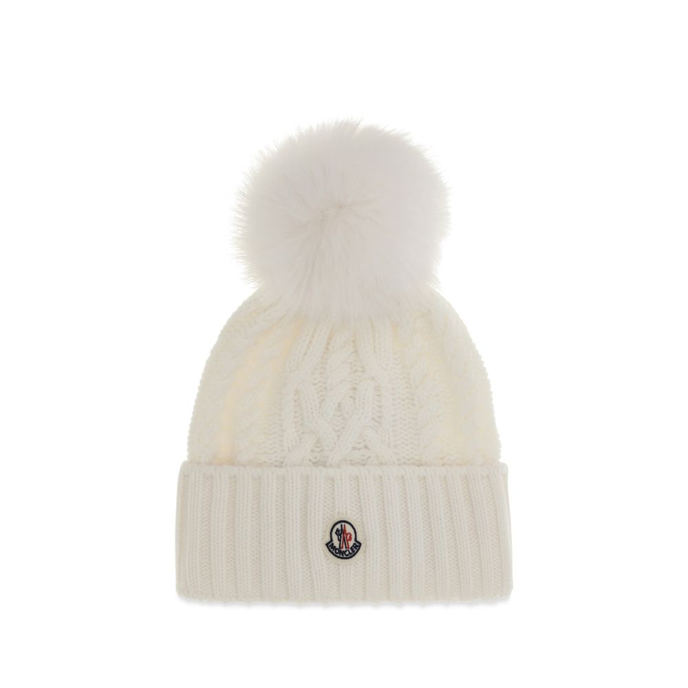 Moncler White Wool Beanie