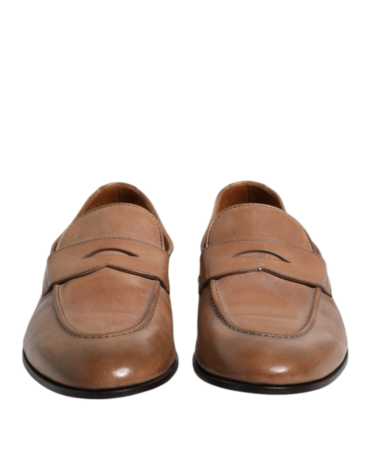 Brunello Cucinelli Brown Leather Slip-On Loafers