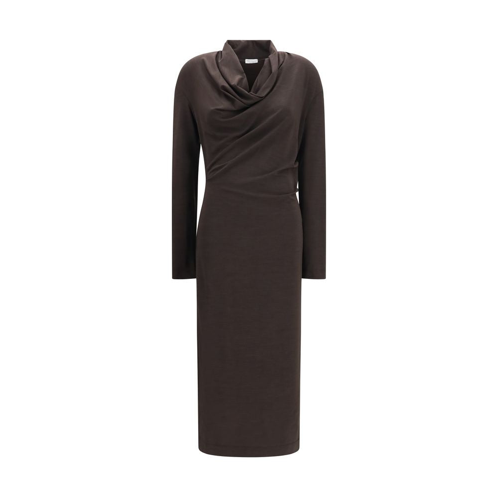 Brunello Cucinelli Brown Wool Casual Dress