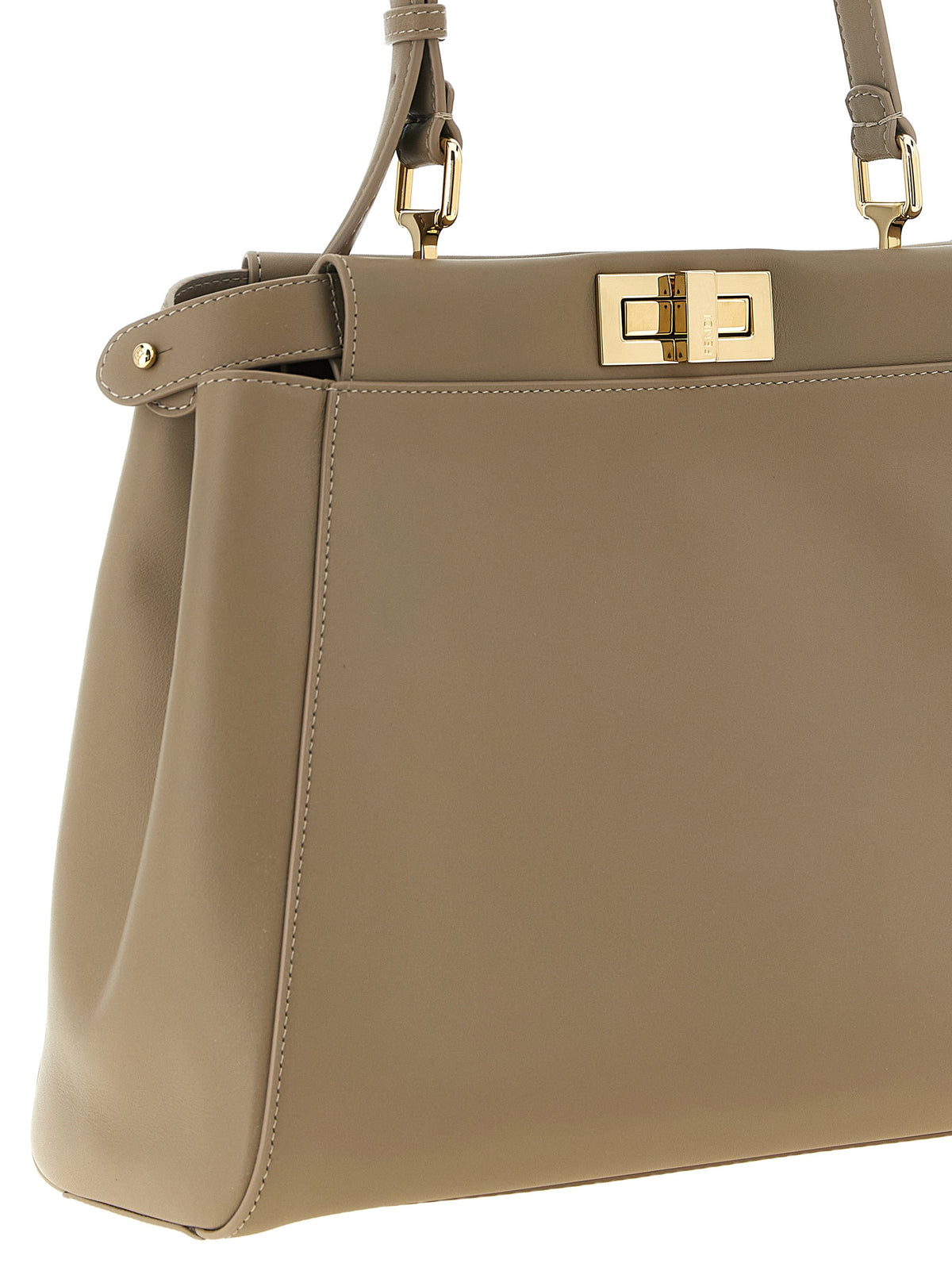 Fendi Gray Leather Shoulder Bag