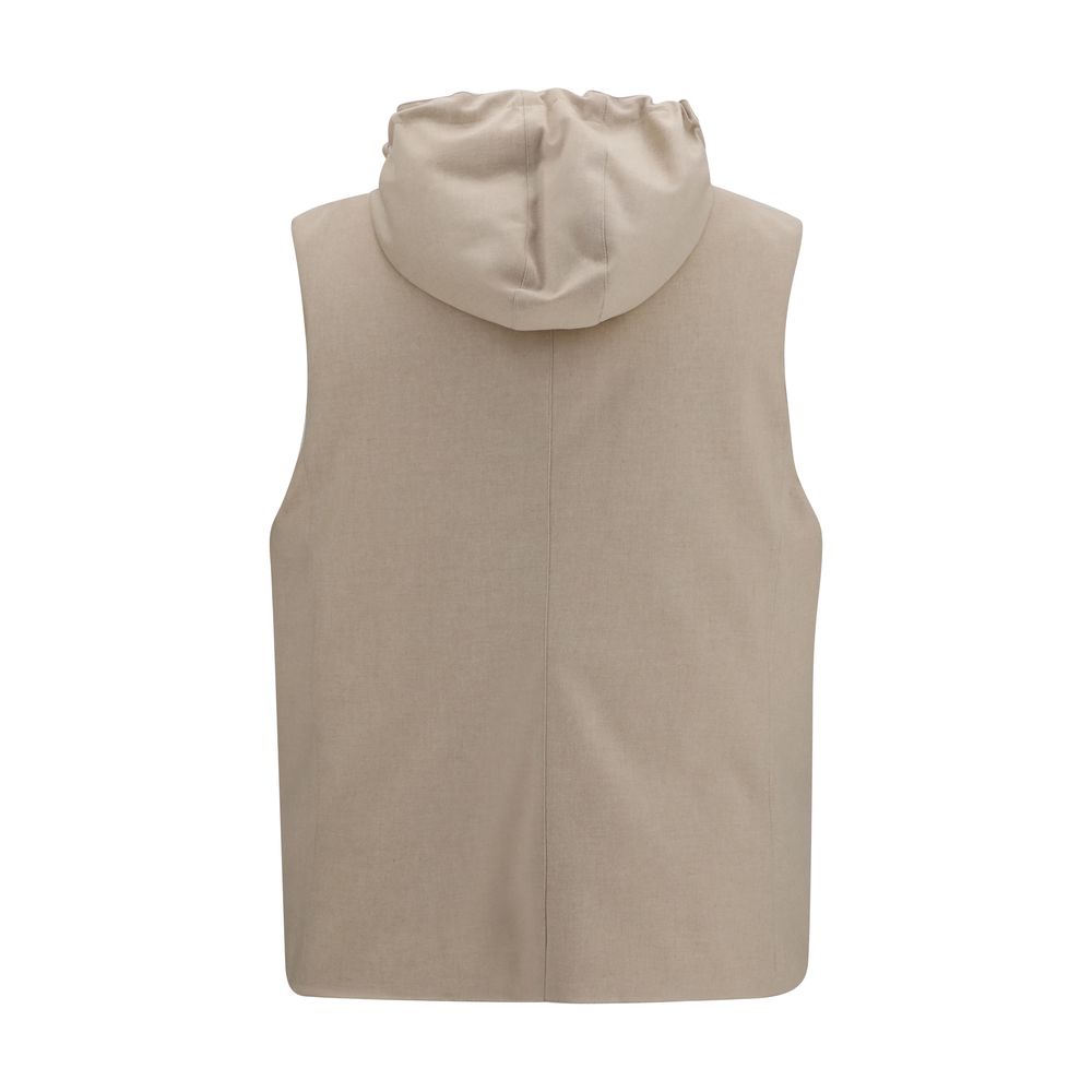 Brunello Cucinelli Beige Wool Sleeveless Jacket