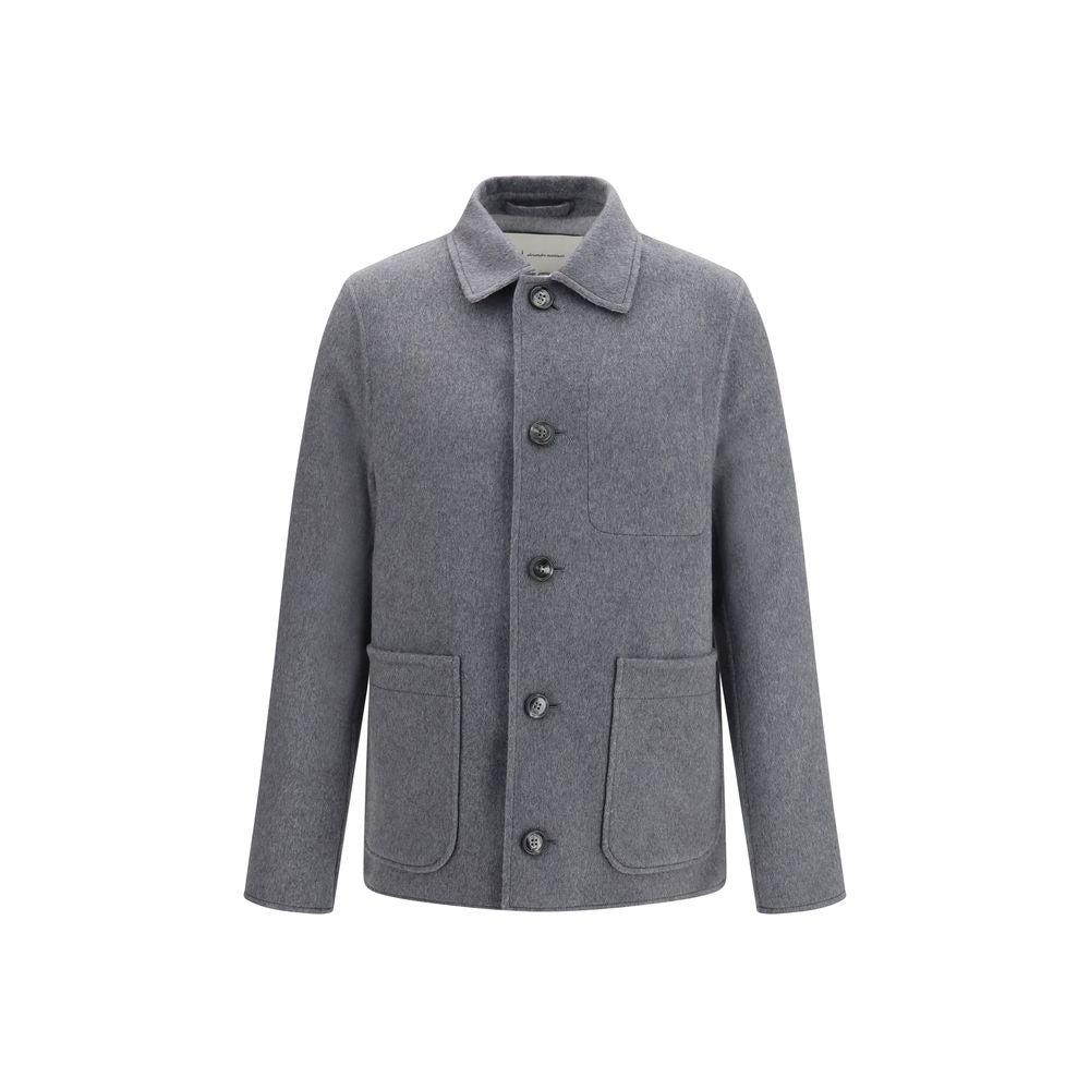 Ami Paris Gray Wool Full-Length Jacket