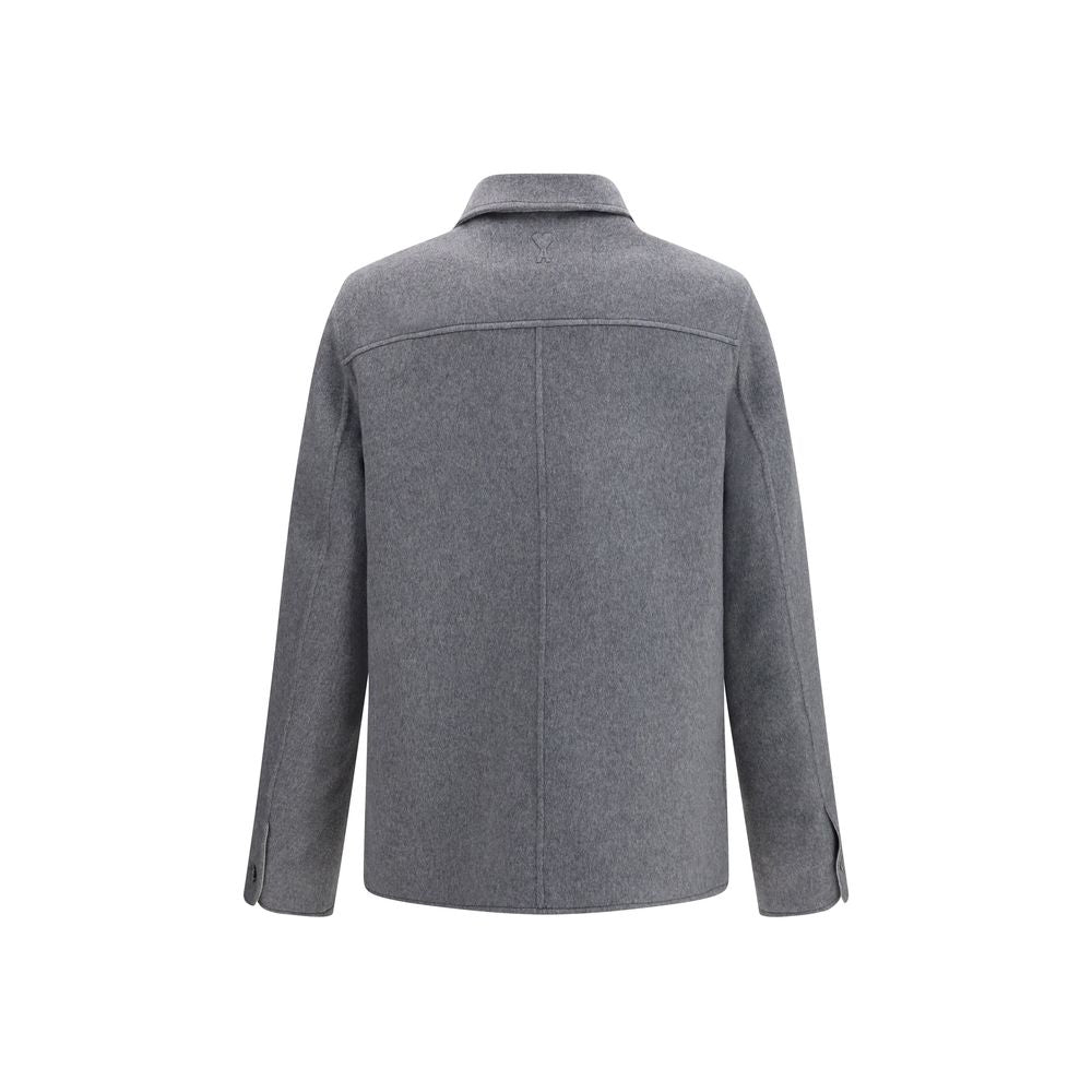 Ami Paris Gray Wool Full-Length Jacket