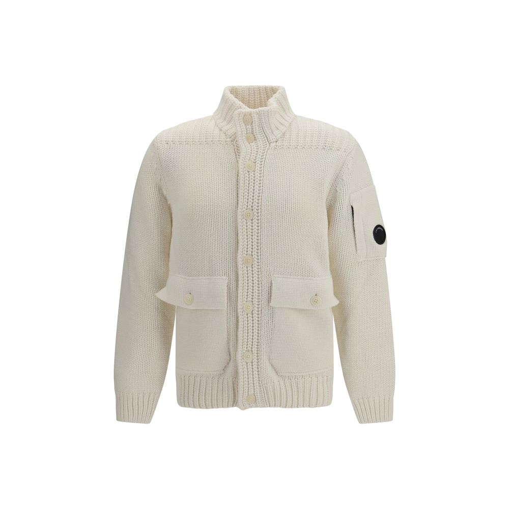 C.P. Company White Wool Cardigan